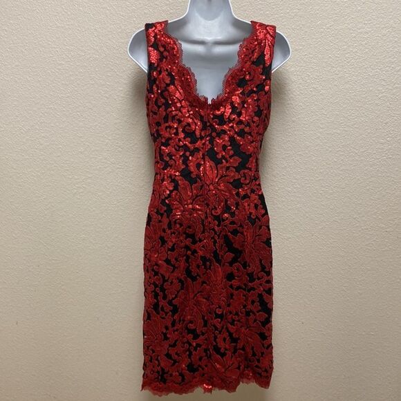 Tasashi Shoji Sequin Sheath Dress Size 4 - Picture 7 of 7